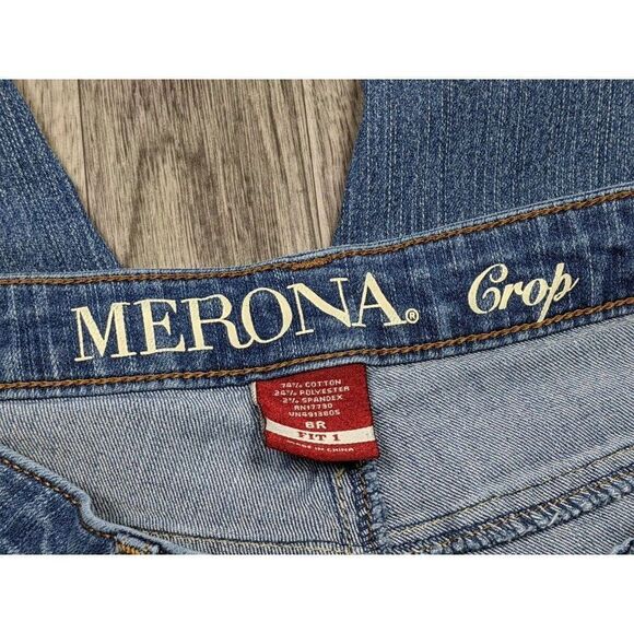(3/$35) Merona Womens Size 6 R Pockets Fit 1 Cropped Denim Blue Jeans - Picture 4 of 11